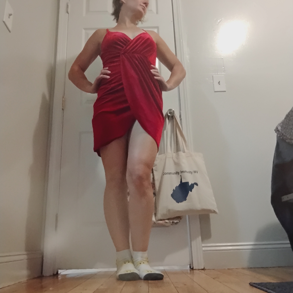 SHEIN Red Velvet Mini Dress